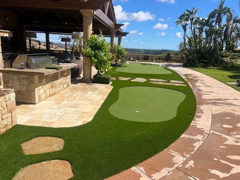 Rancho Santa Fe Backyard Putting Green and Entertainment Area