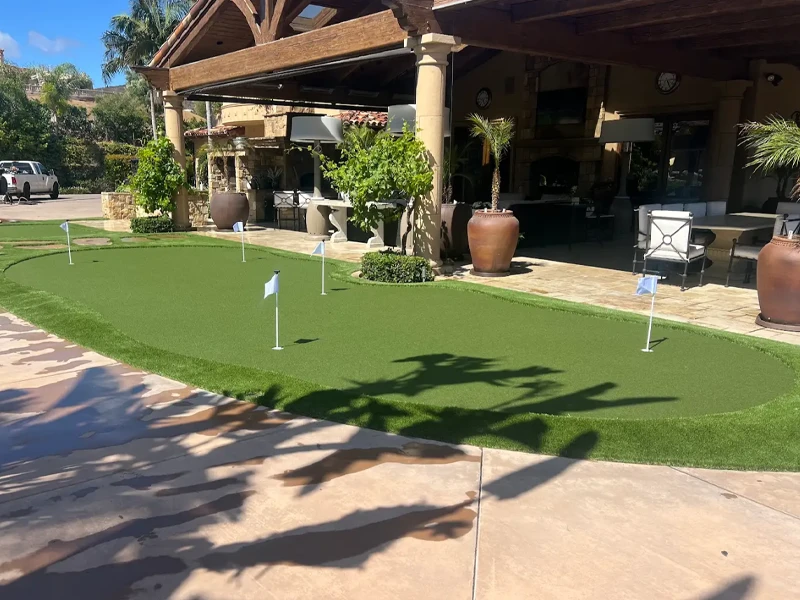 Rancho Santa Fe Backyard Putting Green and Entertainment Area